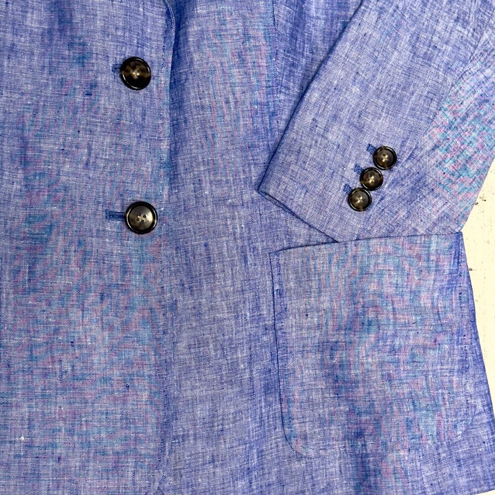 Talbots Chambray Blue Linen Two-Button Long Sleev… - image 3